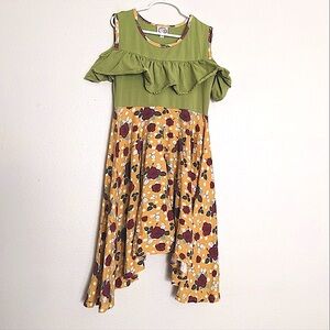 Lilli Lovebird Floral Cold Shoulder Ruffle Dress Girls size 10